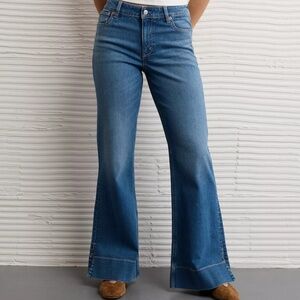 American Eagle high-rise stretch denim flare jeans